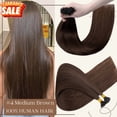 thumbnail image 3 of Benehair 100% Real Remy Human Hair Extensions 1g I Tip Hair Pre Bonded Stick Tip Micro Ring Beans Women Straight Brown 50g, 3 of 13