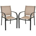 thumbnail image 2 of Barara King Outdoor Bistro Chairs, Conversation Accent Furniture Armchairs, Set of 2 Patio Stackable Dining Chairs with Armrests Garden Deck-Brown, 2 of 14
