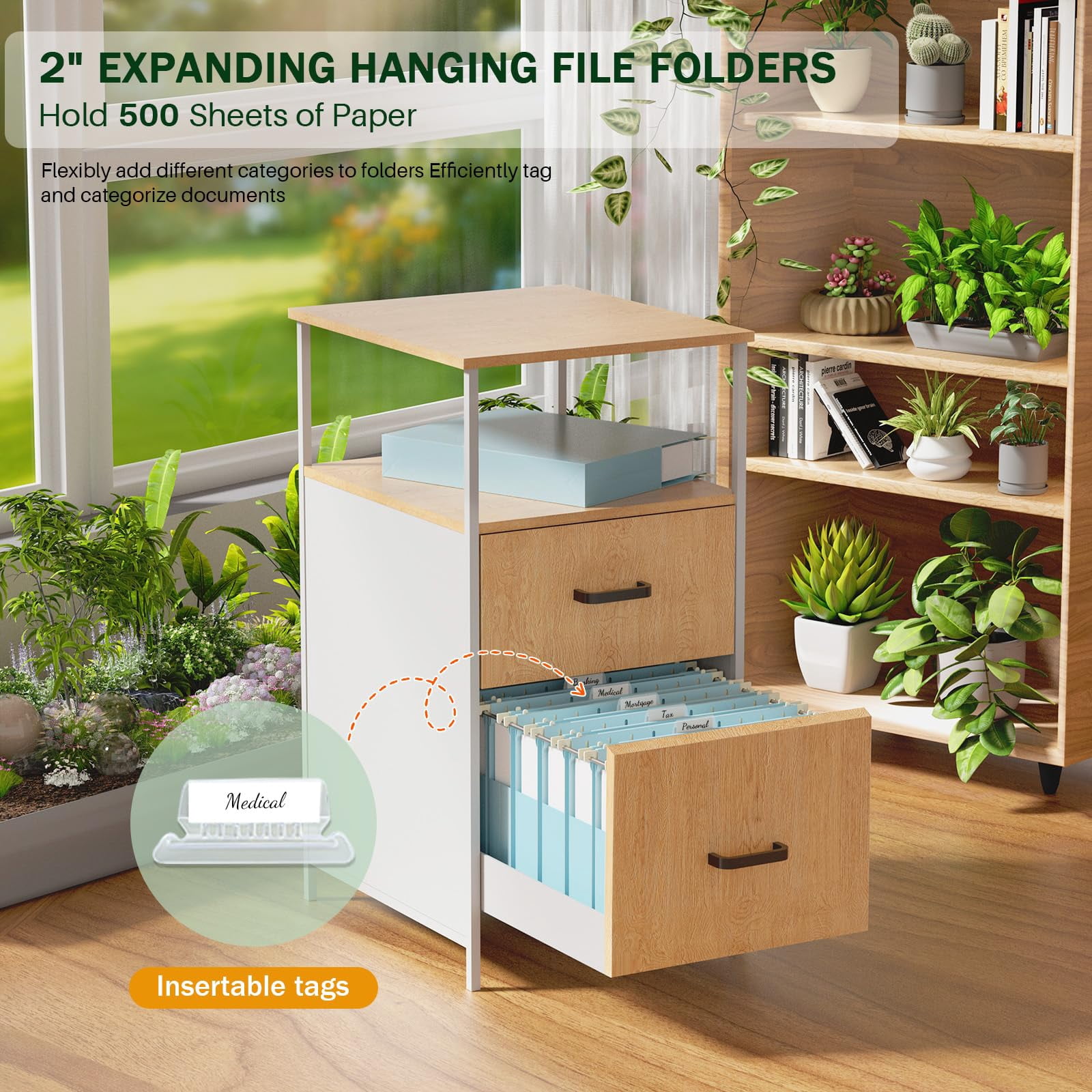 Hanging File Folders Letter Size  12 Pack Blue 2 Inch Expandable For Filing Cabinet/drawer/desk Organizer 15 X Adjustable Tabs