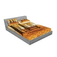 thumbnail image 2 of Ambesonne Fall Fitted Sheet & Pillow Sham Set, Misty Autumn Park Rustic, Queen, Orange Brown, 2 of 2