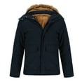 thumbnail image 5 of Brondbend Mens Coats Jackets for Men Hooded Long Sleeved Zipper Pocket Outerwear Solid Color Warm Jacket Loose Fit Anniversary Tops Dark Blue, 5 of 6