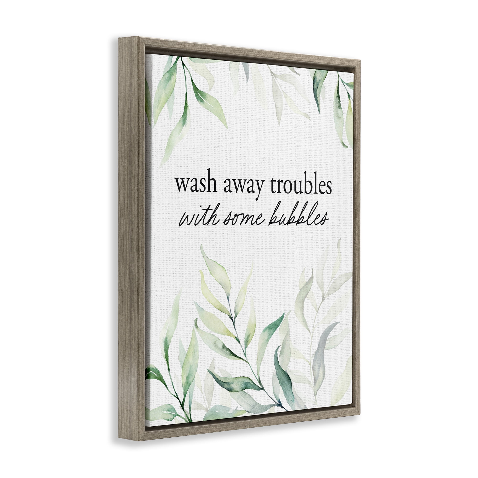 Zen Wash Away Troubles Brown Framed Floater Canvas Wall Art, design by Lettered and Lined