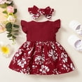 thumbnail image 4 of Hiijoy Newborn Girls Ribbed Bow Dress Sleeveless Ruffles Floral Dress With Headband, Sizes 3-24M, 4 of 8
