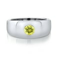 thumbnail image 2 of Gem Stone King 1.00 Cttw Round Canary Mystic Topaz 925 Sterling Silver Ring for Men (Size 10), 2 of 2