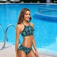 thumbnail image 3 of Women's Sexy Swimwear Day of The Dead Dark Sugar Skulls 2 Pcs Push-up Halter Top Swimsuit/Bathing/Bikini Set, X-Large, 3 of 6