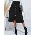 thumbnail image 2 of Women Skirt A-line Retro Corduroy Petticoat High Waist Button Midi Skirt Casual Cogild, 2 of 5