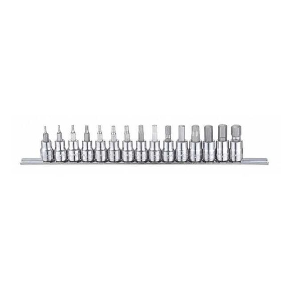 Westward 3/8" Drive Socket Bit Set, Metric, 15 pcs 54TM33