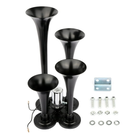 SCITOO 4 Trumpet Train Truck Horn12V 105db, Truck Horn zinc(balckï¼‰ Easy to Install, Electric Trains Horns for Any 12V Vehicles