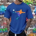 thumbnail image 5 of LUOGENLI T-shirts pour Hommes T-shirts d'Été pour Hommes Rue Extérieure Manches Courtes Col Rond t-Shirt Manches Courtes Football Tir Violent T-shirts Graphiques Vêtements d'Été Bleu P, 5 of 5