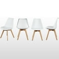 thumbnail image 6 of Dining Chairs Set of 4 Mid-Century Modern Dinning Chairs, Upholstered Dining Accent Chairs Living Room Bedroom Kitchen Outdoor Lounge Chair, PU Leather Cushion, Wood Legs with Anti-Slip, White, 6 of 9
