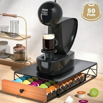 Metal Coffee Pod Holder for 50 Nespresso Vertuo Capsules Pods & 50 Dolce Gusto Pods, HFHOME Nespresso Vertuoline Capsule Drawer Organiser Coffee Machine Stand