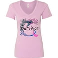 thumbnail image 3 of Inktastic Thyroid Cancer Survivor Butterfly Ribbon Women's V-Neck T-Shirt, 3 of 5