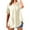Beige, variant on Women's Linen Shirt Large Size, Short Sleeve, V Neck, Solid Color Linen Blend, Elegant, Versatile