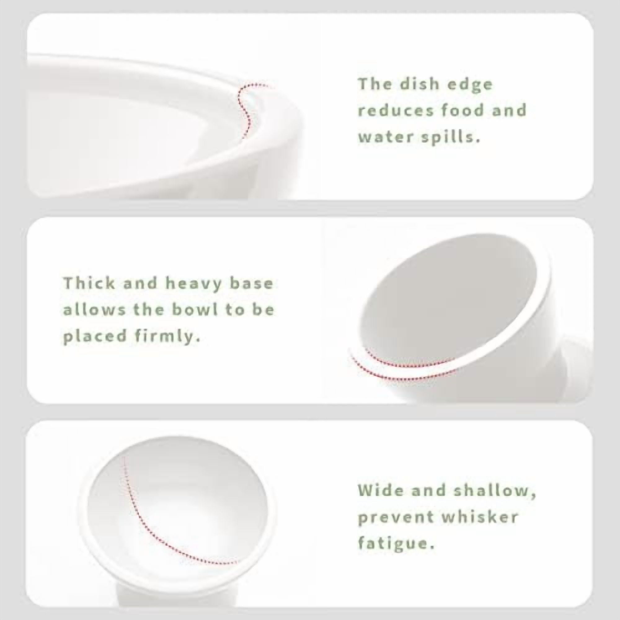 Extra Wide Elevated Ceramic Cat Bowl, 6.2" Shallow Dish for Whisker Fatigue Relief, 5" Height for Easy Feeding, Durable Raised Cat Food Bowls, Pack of 2, White