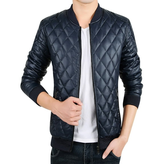 Men's Leather Jacket Winter Warm Casual Coat with Pockets Stylish Outerwear for Fall and Cold Weather