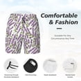 thumbnail image 3 of Bingfone Lavender Flowers for Men's Double Layer Swimming Trunks with Lining, Drawstring Style with Pockets Beach Shorts Men's Swimsuit-3X-Large, 3 of 6