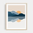 thumbnail image 2 of Blue mountains reflected in the lake - Illustration Minimalist Landscape Mountain Sunset Nature Scenic Abstract Unframed Wall Art Print 24 x 32 inches, 2 of 4