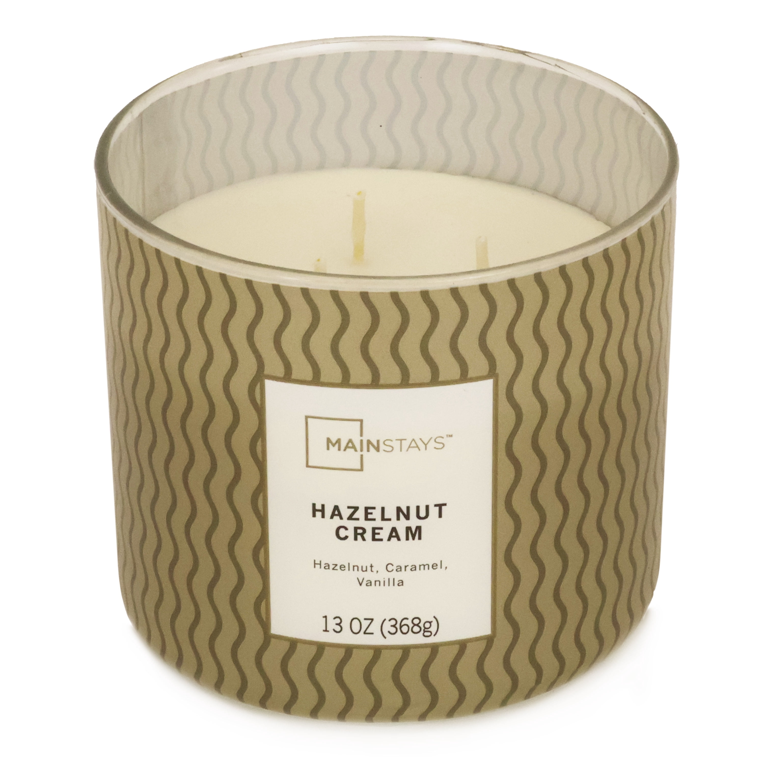 Mainstays 3-Wick Hazelnut Cream Textured Wrap Candle, 13 oz