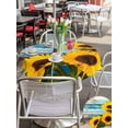thumbnail image 5 of Outdoor Tablecloths with Umbrella Hole & Zipper, Spring Sunflowers Round Tablecloths 60 Inch, Yellow Floral Turquoise Farmhouse Wood Grain Waterproof Table Cloth, Patio/Pool/Picnic Table Covers, 5 of 8