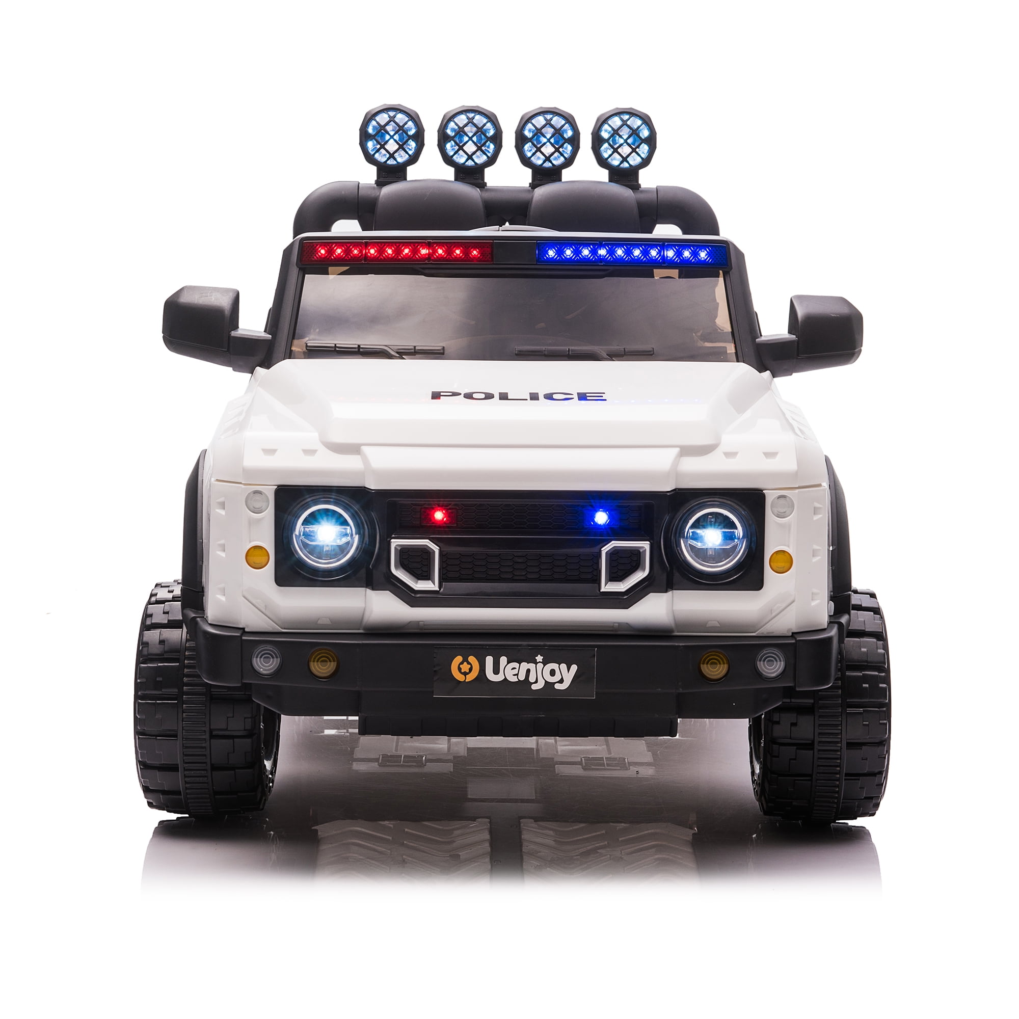 CIPACHO 24V Kids Ride On Police Car Toy with 2.4G Remote Control, Electric Car for Kids Four Wheel Absorber, Music and Light, Trunk, White CIPACHO 24V Kids Ride On Police Car Toy with 2.4G Remote Control, Electric Car for Kids Four Wheel Absorber, Music and Light, Trunk, White