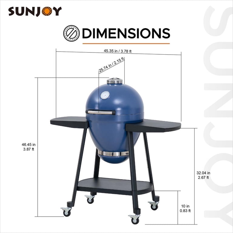 SUNJOY 20 inch Charcoal Grill, Egg-shaped Outdoor Grill with Pizza
