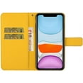 thumbnail image 5 of Compatible with iPhone 11 Case with Card Holder Leather Flip Folio Case Retro Embossing with Kickstand Magnetic Protective Cover Wallet Case for iPhone 11 6.1 inch Yellow XCM, 5 of 7