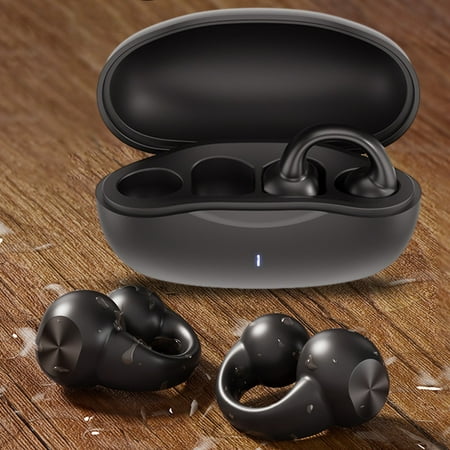 Black and friday deals 2023 Kuluzego Earring Wireless Earbuds Bluetooth 5.3 Long Duration Playback Open Ear Headphones for Men,Women,and Kids-Black
