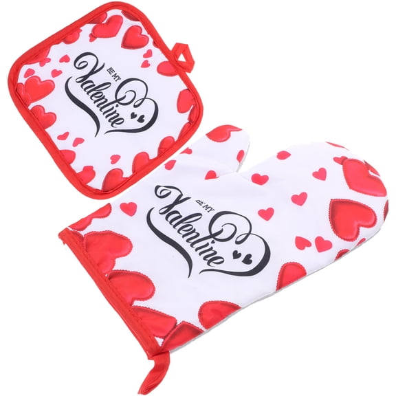 Worgeous 1 Set of Insulated Kitchen Gloves for Microwave Baking Mitts and Valentine's Day