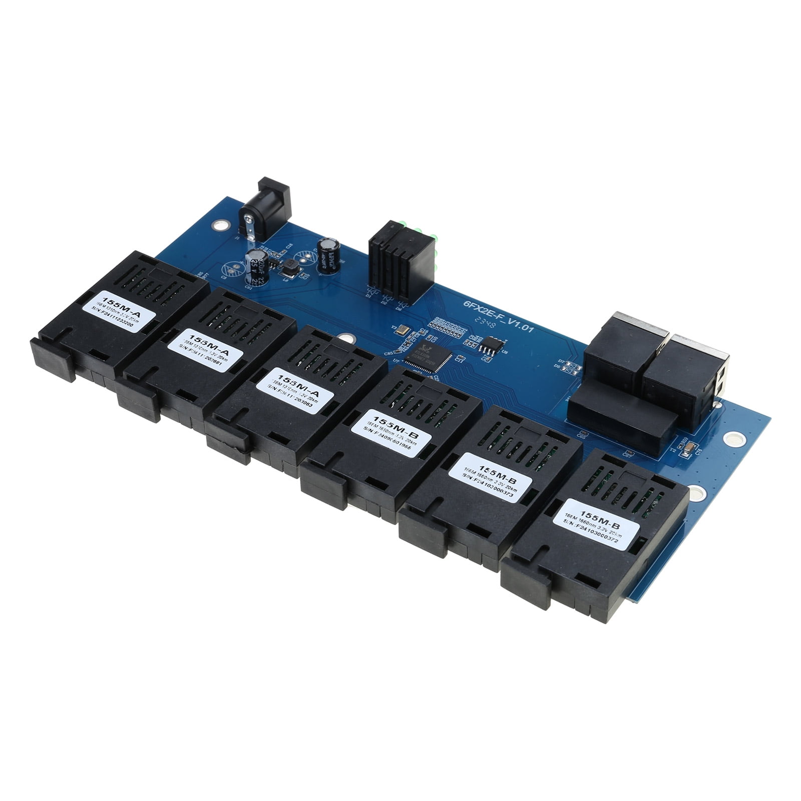 ROCKROK Fast Ethernet 10/100M Ethernet Switches Fiber 6 Port 20KM 2 Fast Erhetnet Fiber Optical Switches