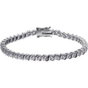 Rhodium Plated S Curve Round Cz Tennis B