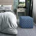 thumbnail image 2 of SIMPLIHOME Graham Square Pouf, Footstool, Upholstered in Patterned Blue, Natural Hand Woven Cotton, for the Living Room, Bedroom and Kids Room, Transitional, Modern, 2 of 5