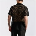 thumbnail image 6 of Mens Lace Shirt Summer Casual Floral See Through Short Sleeve Button Down Shirts, 6 of 9