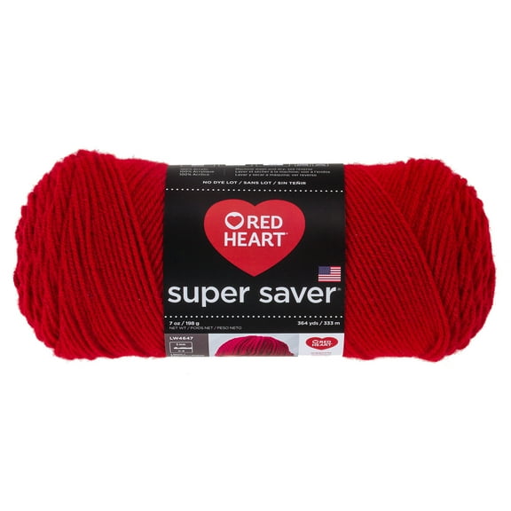 Super Saver Yarn by Red Heart - Solid Color Yarn for Knitting - Crochet - Weaving - Arts & Crafts - Cherry Red - Bulk 12 Pack