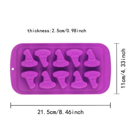 

HSMQHJWE Candy Molds Silicone 1 Pack 10 Cavity Non-Stick Skull Pumpkin Witch Hat Silicone Molds for Chocolate Candy Cake Jelly Ice Cube Dog Treats