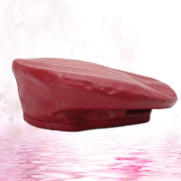 HEALEEP 1Set Red Circular Imitation Leather Beret Hat for Women and Men Suitable for All Kinds of Occasions