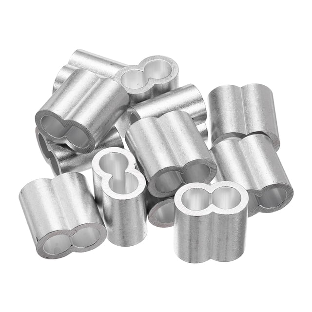 Uxcell Aluminum Crimping Loop Sleeve, Double Hole Cable Ferrule for Wire 1/2"(12mm)
