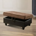 thumbnail image 5 of 34 in. W Brown Cotton Rectangle Ottoman with Storage, 5 of 5