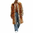 thumbnail image 3 of COSFO Winter Coat Men Faux Fur Leopard Print Long Open Front Overcoat Collar Long Sleeve Warm Men Jacket, 3 of 8