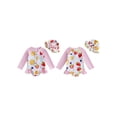 thumbnail image 2 of BemeyourBBs Toddler Baby Girl One Piece Swimsuit with Sun Hat Infant Girls Bathing Suit Long Sleeve Rash Guard Seashell Starfish/Fruit Print Zipper Swimwear and Sun Cap Summer Pool Beachwear, 2 of 9
