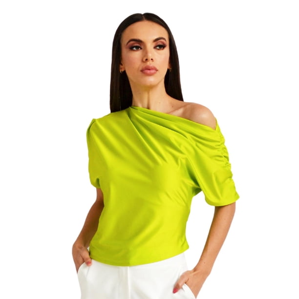 Blusa de un hombro Roman Fashion Juvenil 3872 Lima Verde Lima