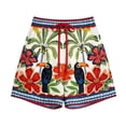 thumbnail image 4 of Uobin Women's Tropical Print High Wwaist Shorts Boho Comfy Drawstring Casual Elastic Waist Summer Beach Lightweight Short Pants with Pockets, 4 of 4