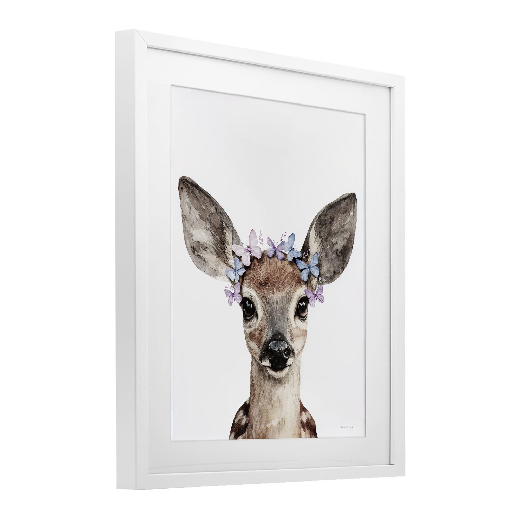 Stupell Industries Fawn & Butterfly Wings White Framed Print Under Glass, design by Svetlana Aleynikova