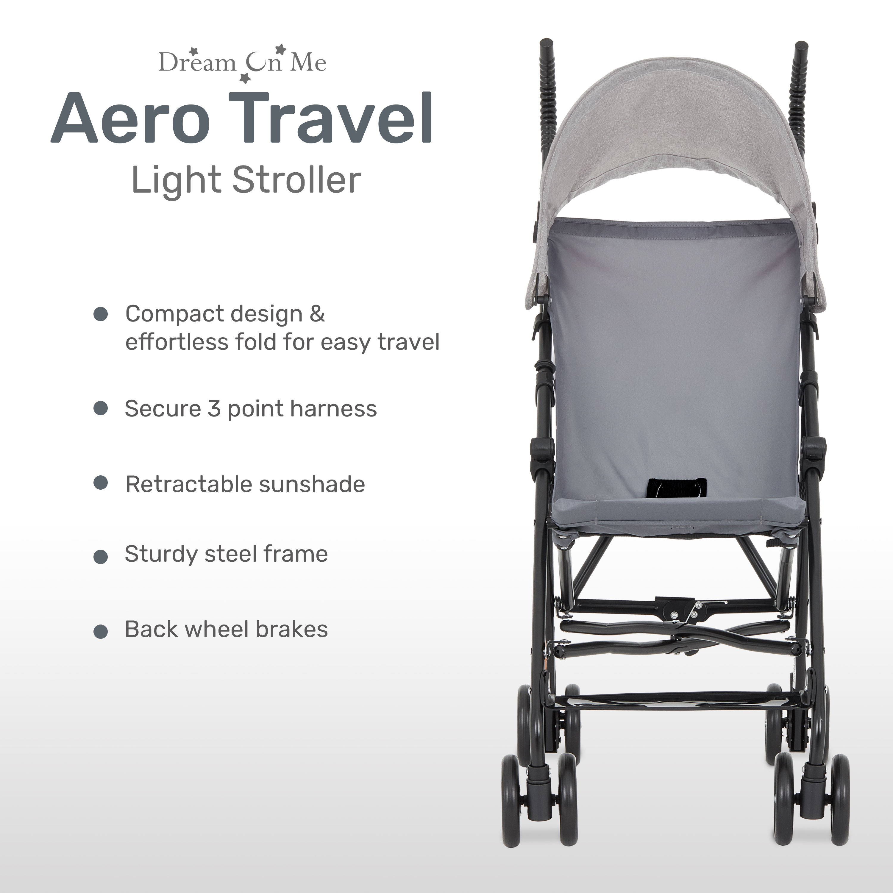 Dream On Me Aero Travel Light Stroller, Gray photo 5