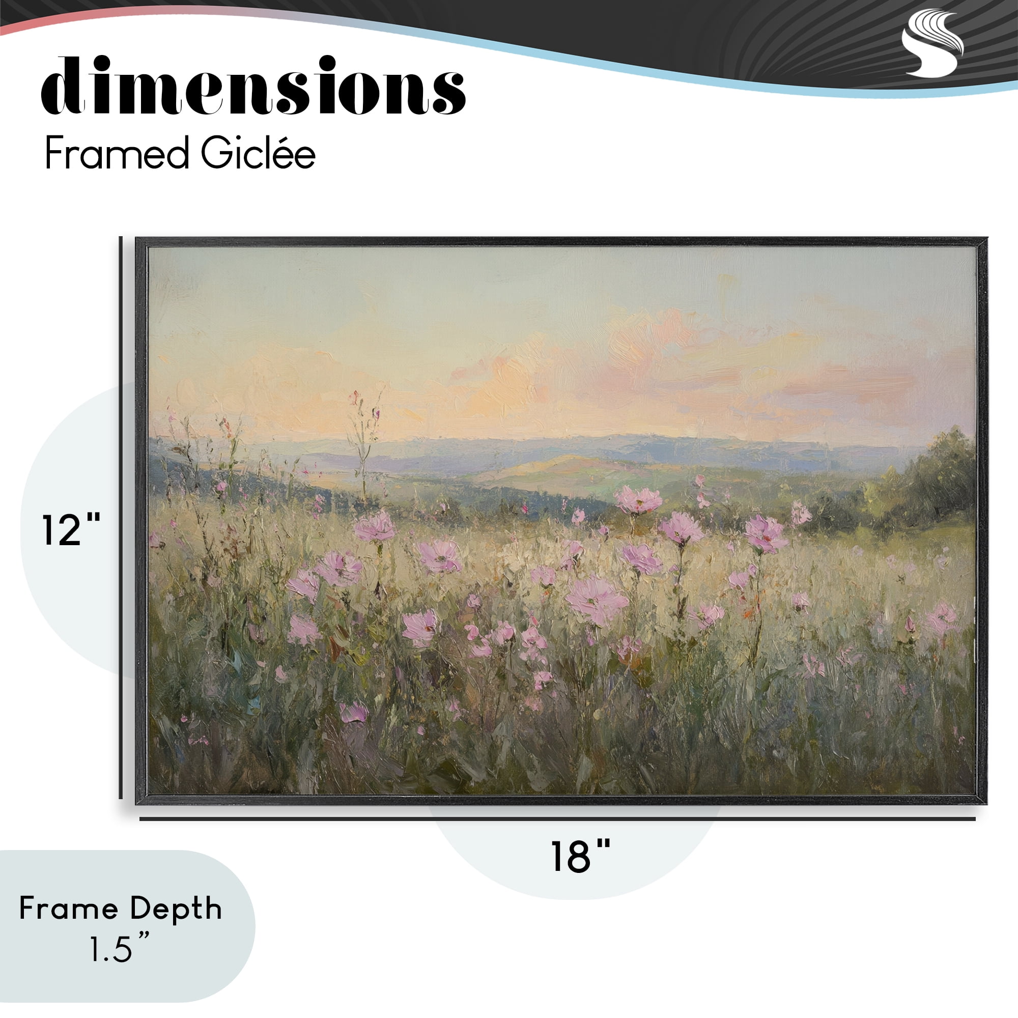 Stupell Industries Tranquil Meadow At Dawn Black Framed Giclee Art, design by Petal Prints Design