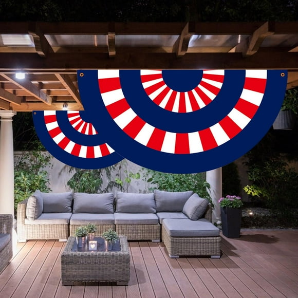 Patriotic Bunting Flag American Flags for Outside Bunting Flags American Flag Decor Patriotic Decorations 4th of July Decorations Red White and Blue Decoration Patriotic Half Round Star Spangled Flag