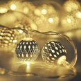 thumbnail image 1 of 1,5 M 10 LED Bola Marroquí Luces De Cadena Solar Iluminación Decorativa Impermeable Al Aire Libre Para El Hogar, Jardín, Fiesta, Festival - Blanco Cálido, 1 of 5
