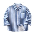 thumbnail image 3 of FYDUU Toddler Boys Long Sleeve Striped Shirt School Uniform Tops Child Kids Button Down Dress Shirts Little Boy's Back To School Shirt 6-7 Years, 3 of 9