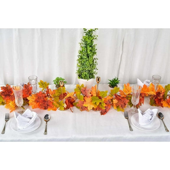 Fall Garland With Hooks, 9.84FT Artificial Maple Leaf Vine For Doorways, Tables, Garden Fence, Autumn Thanksgiving Home And Outdoor Decorations