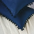 thumbnail image 4 of REGALWOVEN Pack of 2 Velvet Pillow Covers with Pompoms Decorative Pillow Cases Fringe Cushion Covers Dark Blue 12" x 20", 4 of 6