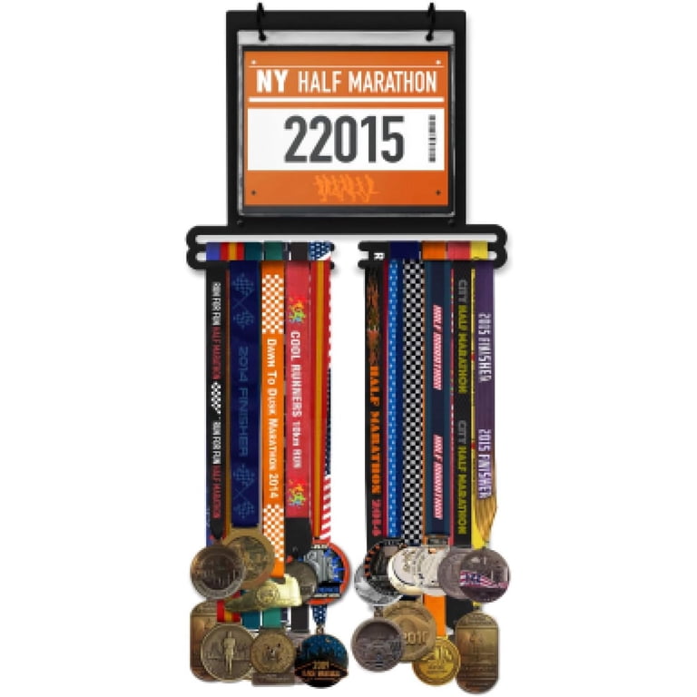 Medal Rack Racing Race Medal Hanger Display Race Medal & Bib Display Hanger - Wall ...